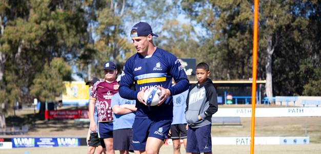 Putting on a clinic: Miers happy to be sharing his footy skills
