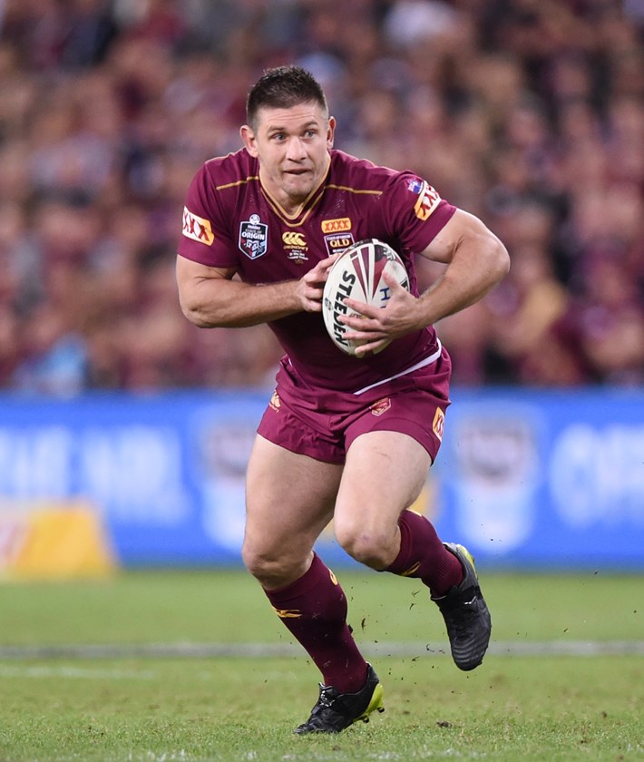 Jacob Lillyman in action for the Queensland Maroons. Photo: NRL Images