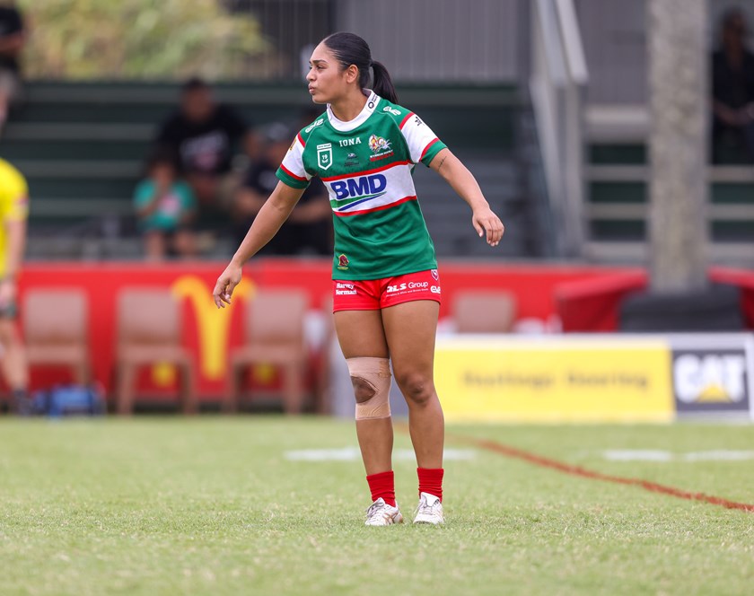Destiny Mino-Sinapati in action for Wynnum Manly. Photo: Dylan Parker/QRL