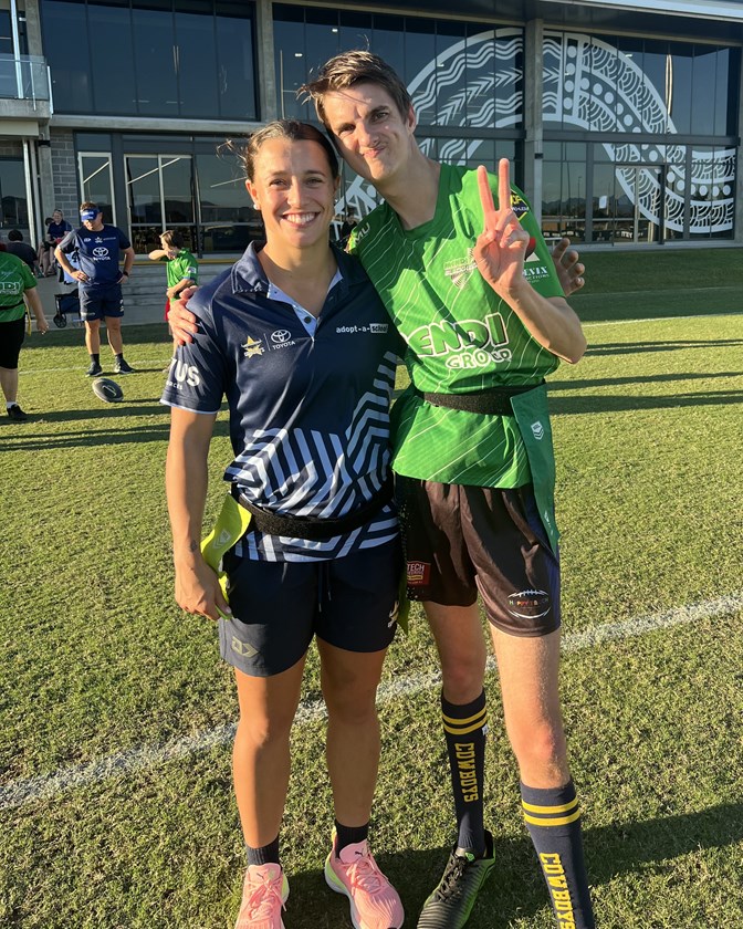 Cowboys NRLW player Krystal Blackwell supported at Townsville All Abilities training on August 15. Photo: Kerri Ritchie/QRL
