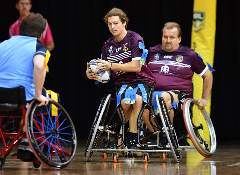 Action from the 2019 NRL Wheelchair State of Origin game. Photo: NRL Images