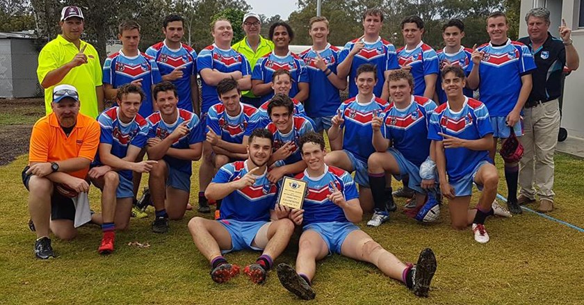 Toowoomba lift the U18 trophy after a 22-8 win over Roma & District.