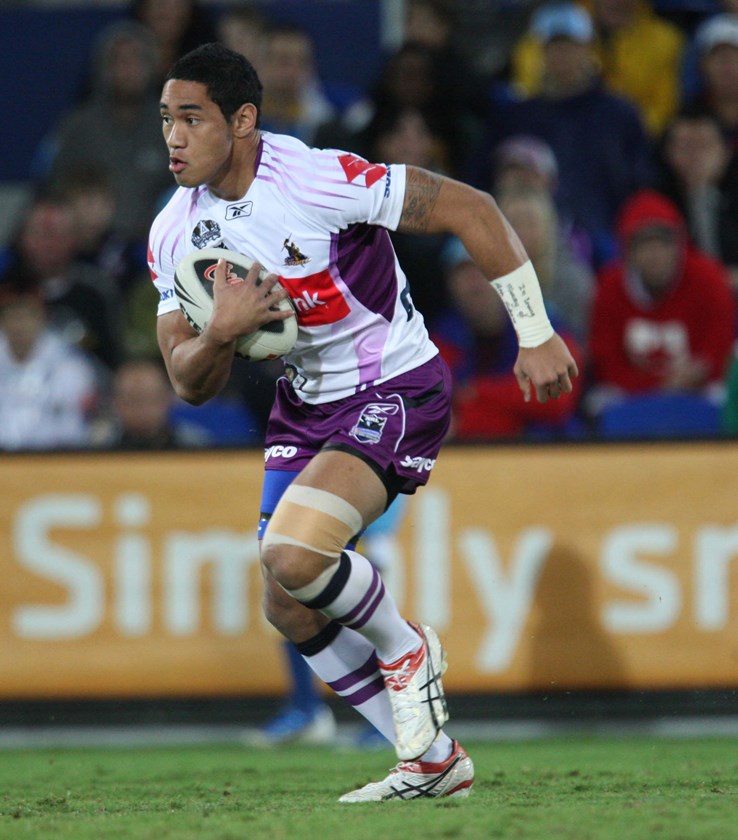 Tomane in his NRL playing days with the Melbourne Storm. Photo: NRL Imagery