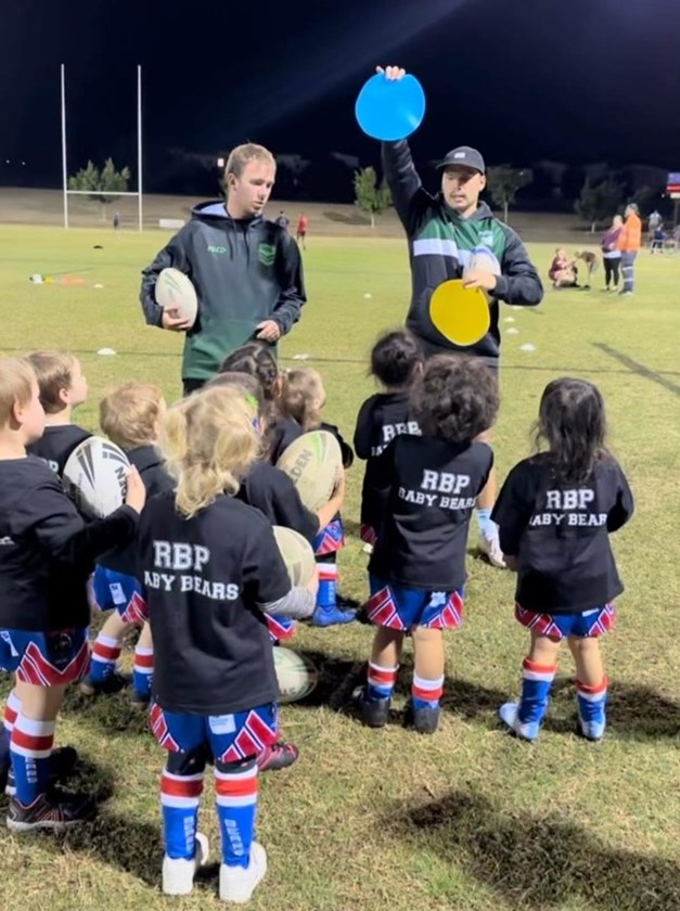 Jayden (back right) coaching the Munchkins.