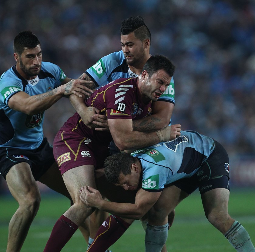 In maroon. Photo: NRL Images