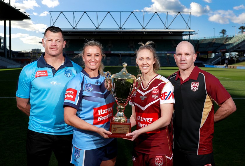 Ben Cross with Ruan Sims, Karina Brown and Adrian Vowles. Photo: NRL Images