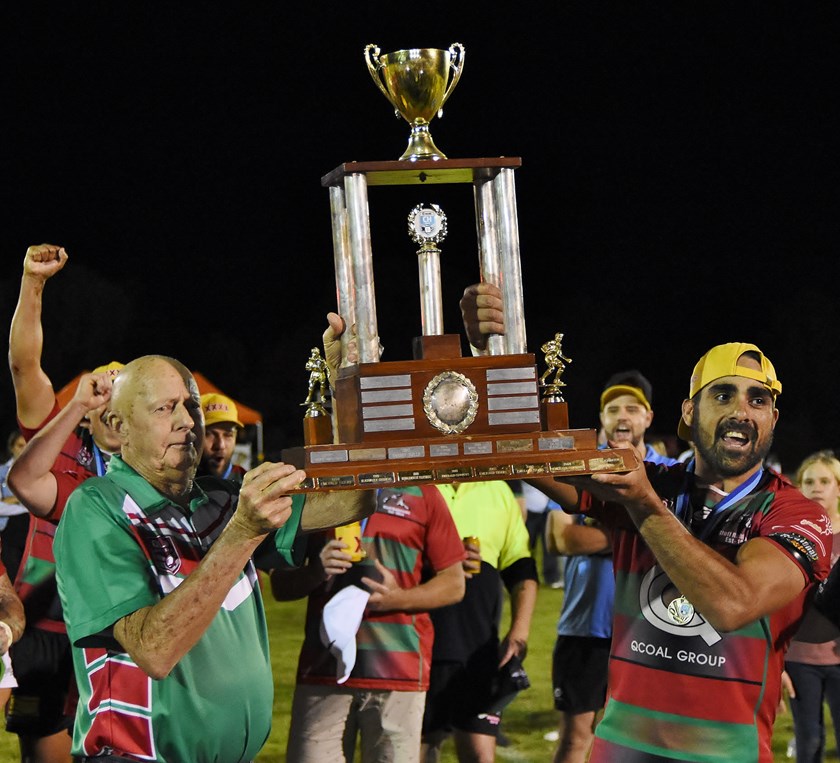 Bluff president Rodney Ohl with captain Chris Conway. Photo: Damian Freiberg
