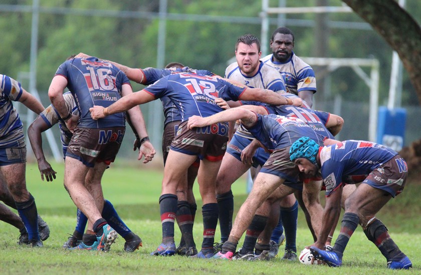 A scrum feed for Atherton in Round 4 of CDRL action against Cairns Brothers Photo: Maria Girgenti