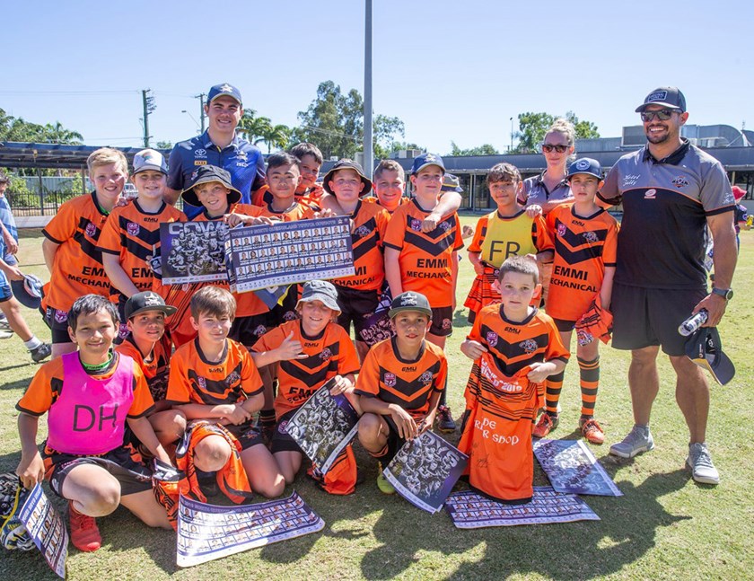 Tully Tigers Under 11 team got to meet former Tully Tigers junior Jake Clifford and were just one of the many teams who got to rub shoulders with their North Queensland Cowboys heroes Photo: North Queensland Cowboys 