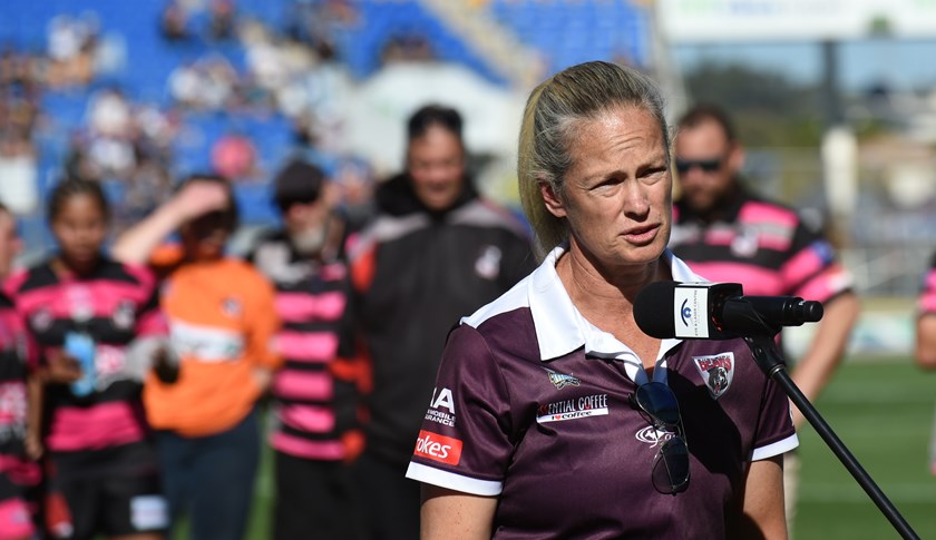 Tahnee Norris speaks after the Burleigh Bears win the 2018 SEQ Women's Division 1 title at Cbus Super Stadium.