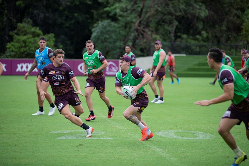 Guy  Hamilton in action at Broncos training. Photo: Brisbane Broncos Media