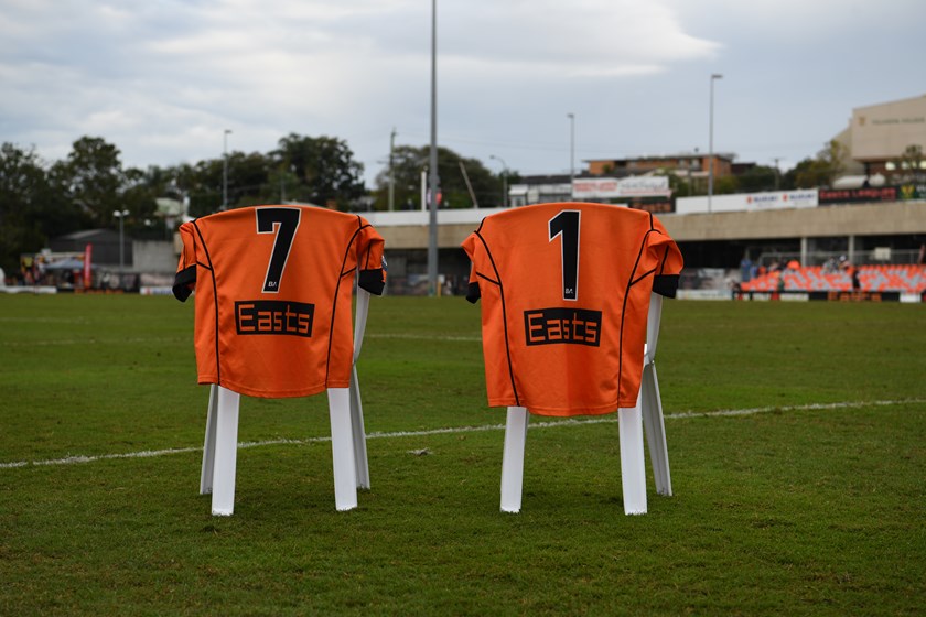 The No.1 jersey was also retired at Brisbane Tigers over the weekend in memory of Michael Purcell, as was the No.7 jersey in honour of Paul Green, who tragically passed last week. Photo: Vanessa Hafner/QRL