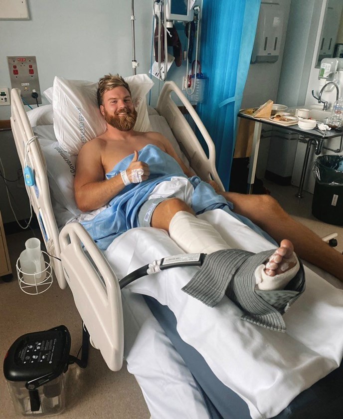 Jordan Drew recovering in hospital. 