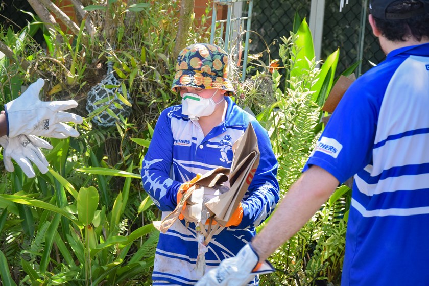 Brothers player Jake Westmore, 10, helping out.