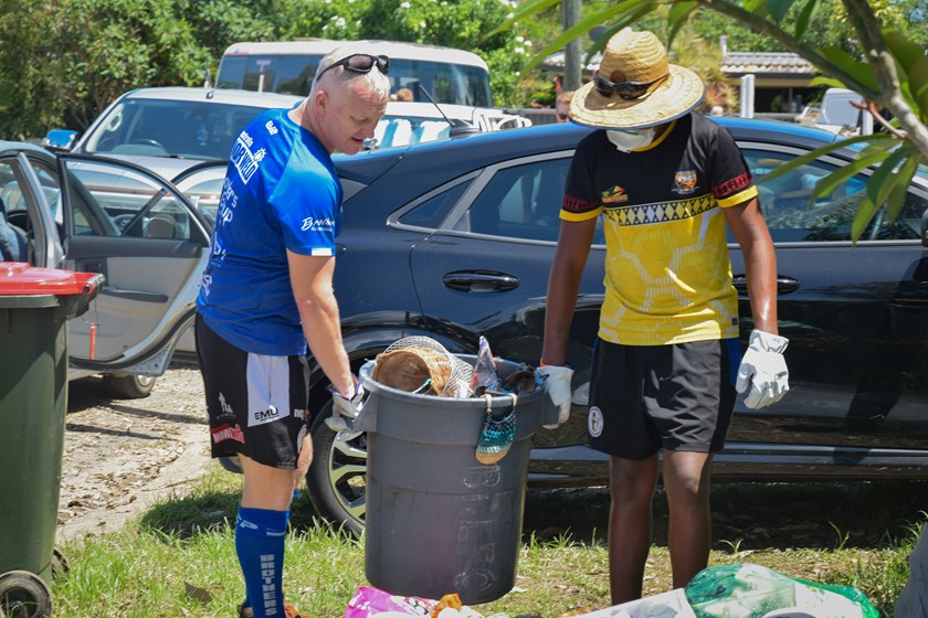 Tim Rumford (left) as part of the clean-up crew.