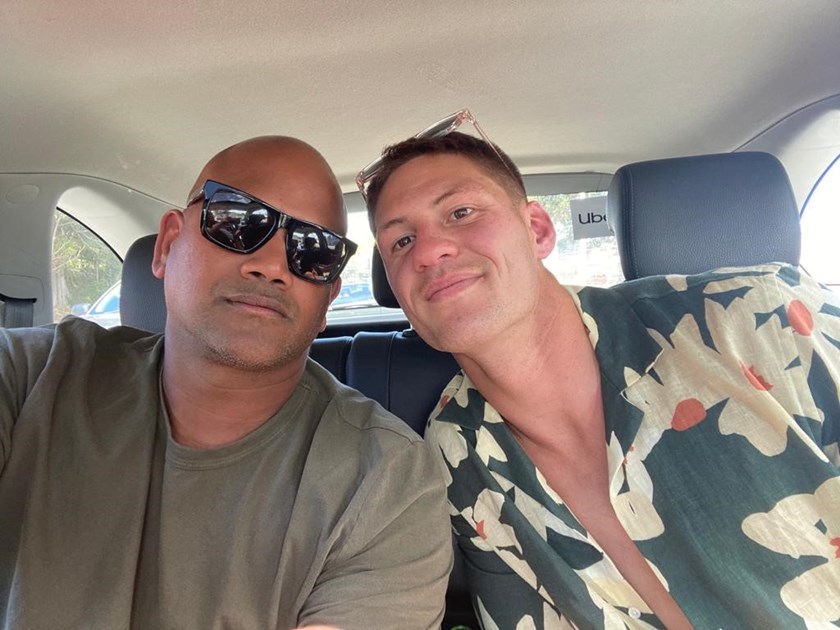 Currumbin Eagles coach Kannon Rajah with Kalyn Ponga.