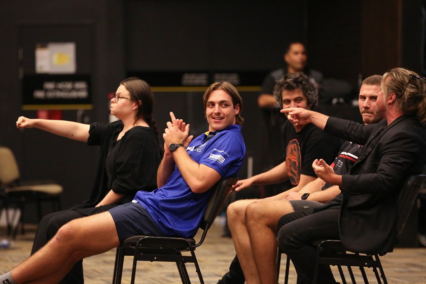 Johnson takes part in a Theatre Sports session. Photo: Rikki-Lee Arnold/QRL