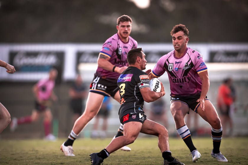 Rory Ferguson prepares to make a tackle in Round 9. Photo: Erick Lucero/QRL