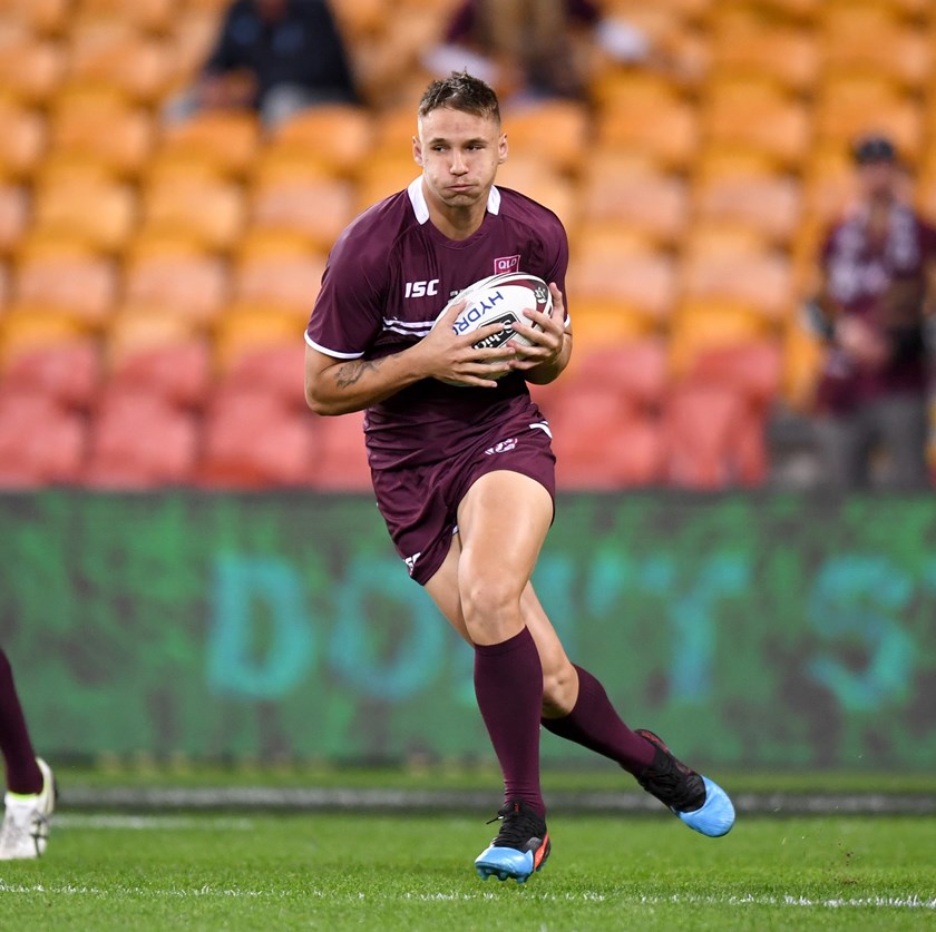 Tristan Powell as part of the Queensland Under 18 team in 2019. Photo: NRL Images