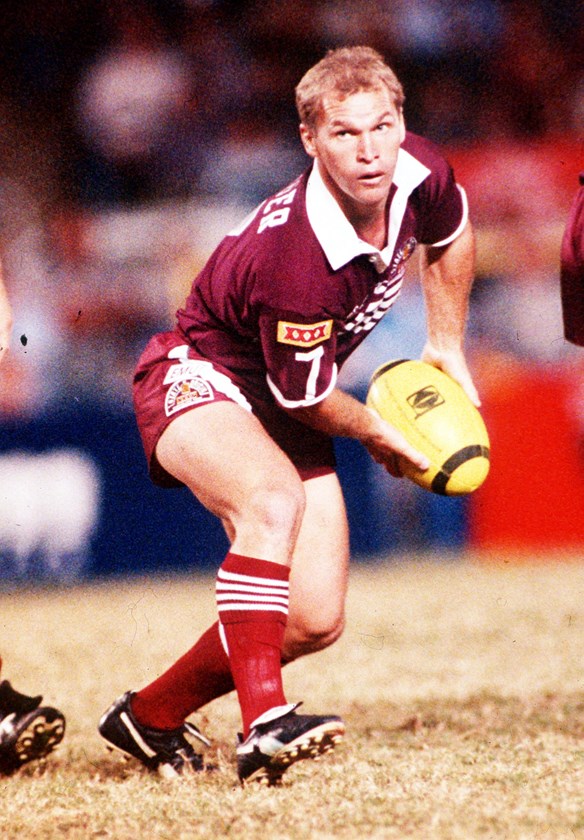 Allan Langer playing for Queensland as a youngster. Photo: NRL Images