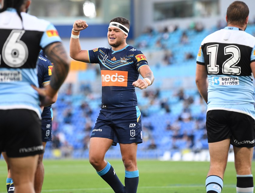 Former Queensland Murri Under 16 representative Ash Taylor is now playing with the Gold Coast Titans. Photo: NRL Images