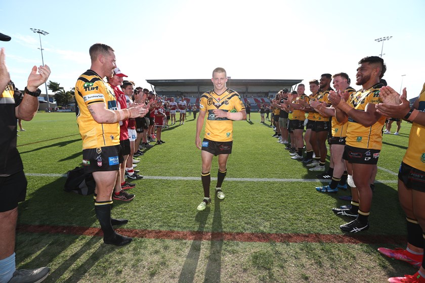 Todd Murphy clapped off the field. Photo: Jason O'Brien/QRL