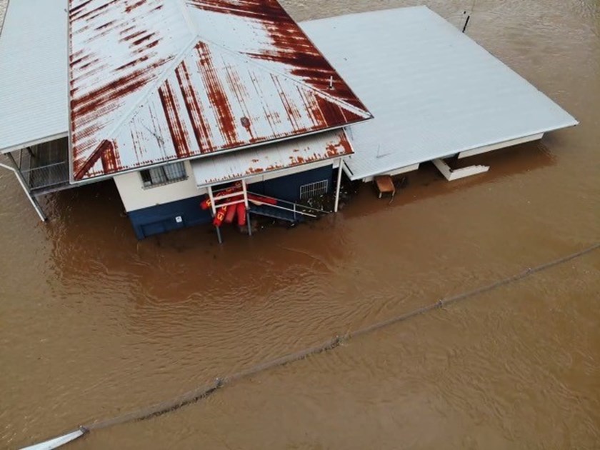 The Maryborough Brothers clubhouse underwater.