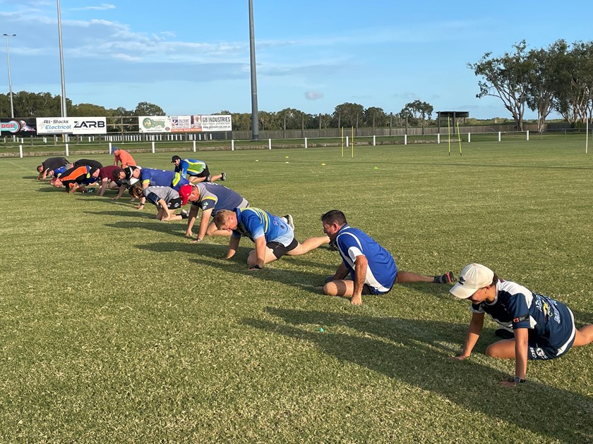 The Wanderers coaches and trainers at work on how to prevent lower leg injuries.
