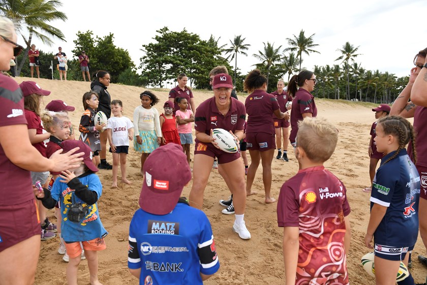 The Harvey Norman Queensland Maroons fan day on The Strand has so much support. Photo: Scott Davis