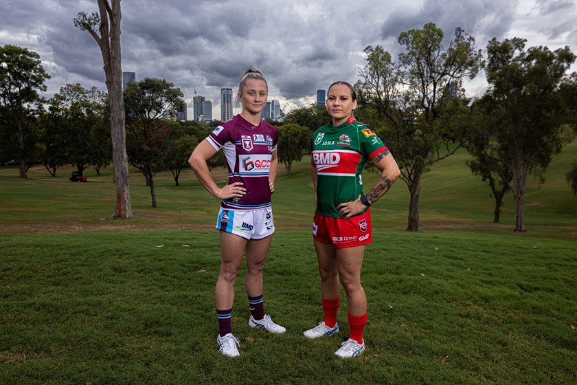 Mackay Cutters hooker Emma Manzelmann and Wynnum Manly hooker Patrice Chambers. Photo: Erick Lucero/QRL
