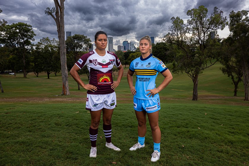 Burleigh Bears captain Zahara Temara and Norths Devils captain Jada Ferguson. Photo: Erick Lucero/QRL