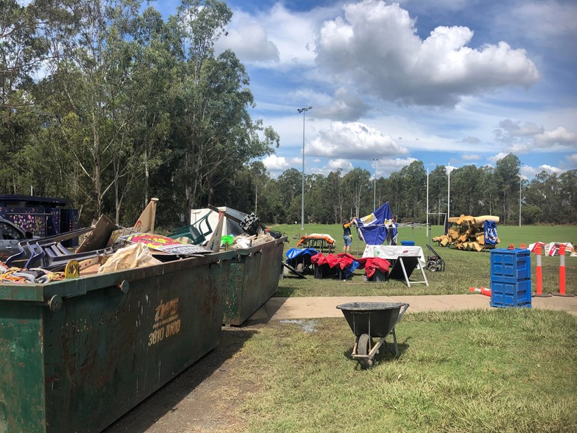The clean up at the Karalee Tornadoes JRL saw the community come together to help. Photo: Mitch Kent