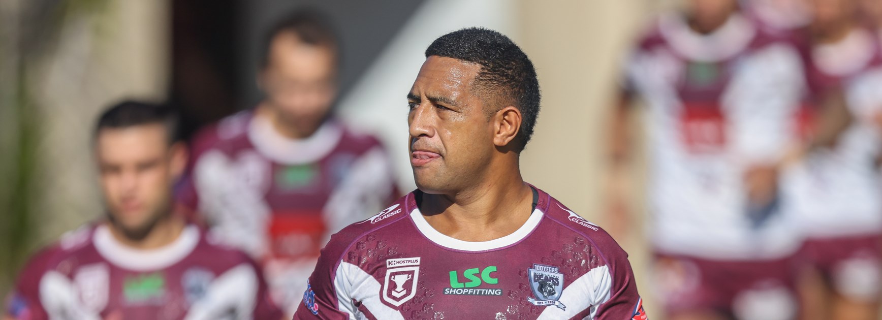 Sauiluma leading out the Bears. Photo: Dylan Parker/QRL
