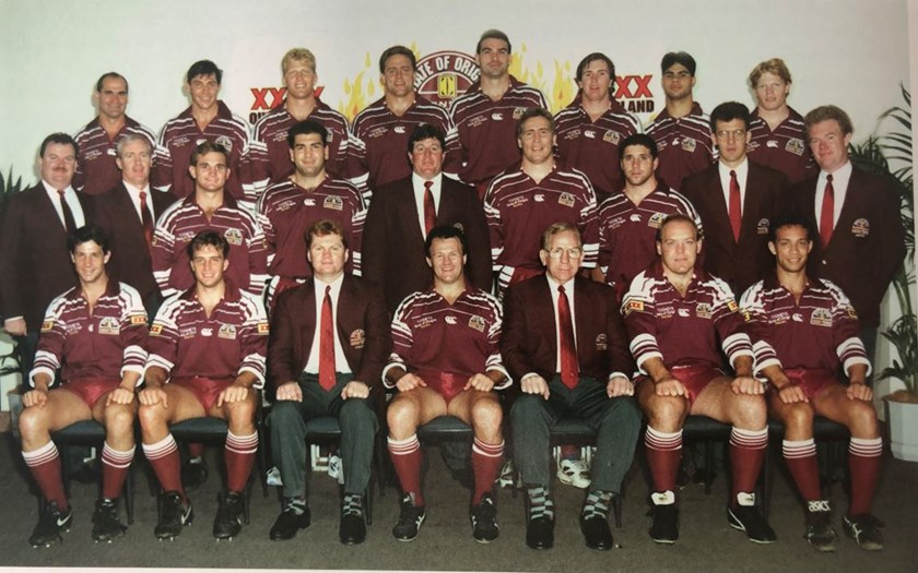 Ben Wall with the 1995 Queensland Maroons, seated third from the right.