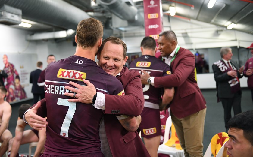 Maroons coach Kevin Walters with captain Daly Cherry-Evans. Photo: NRL Images