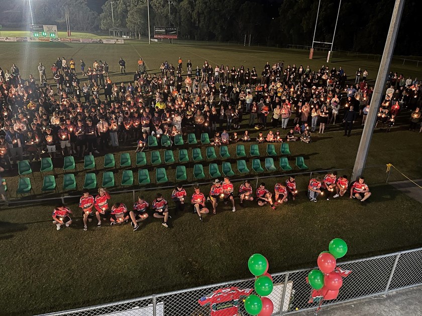 The crowd at Ben's vigil at Nambour Crushers on Wednesday night.