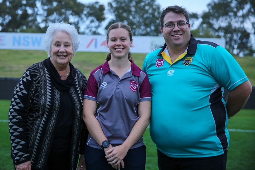 Lesley Johnston, Kailey Beattie and Vic Collins. Photo: Cameron Stallard/QRL