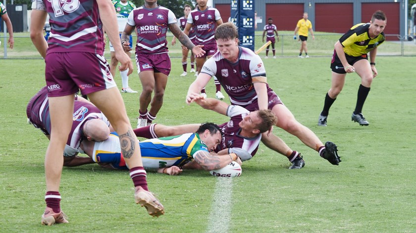 Christian Gale scores the try that clinched Townsville the XXXX Foley Shield. Photo: Marty Strecker/QRL