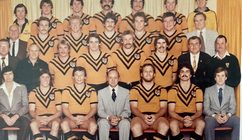 Easts' 1981 team. Shane McNally is the second player from the right, in the front row.