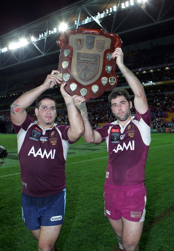 Me and Cameron Smith. Photo: NRL Images