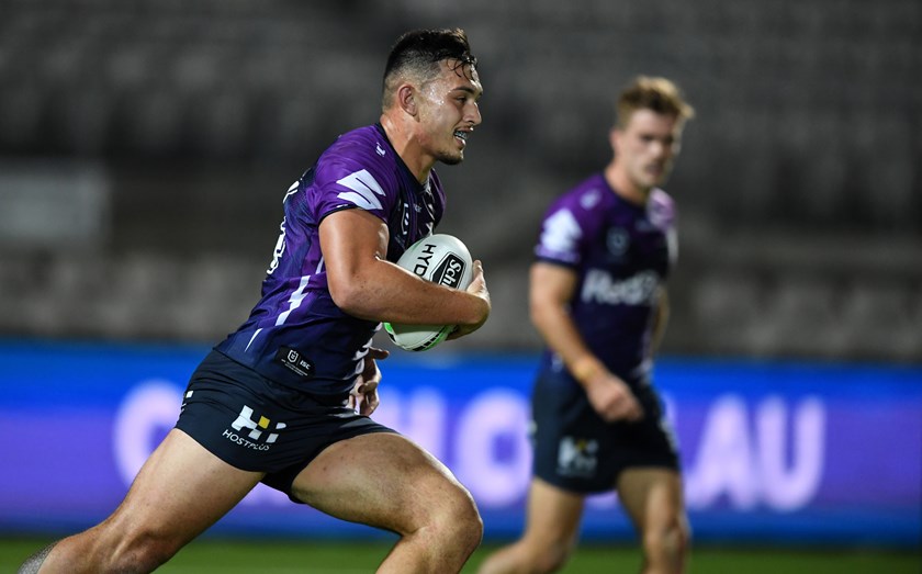 Tino Fa'asuamaleaui in action for Storm. Photo: NRL Images