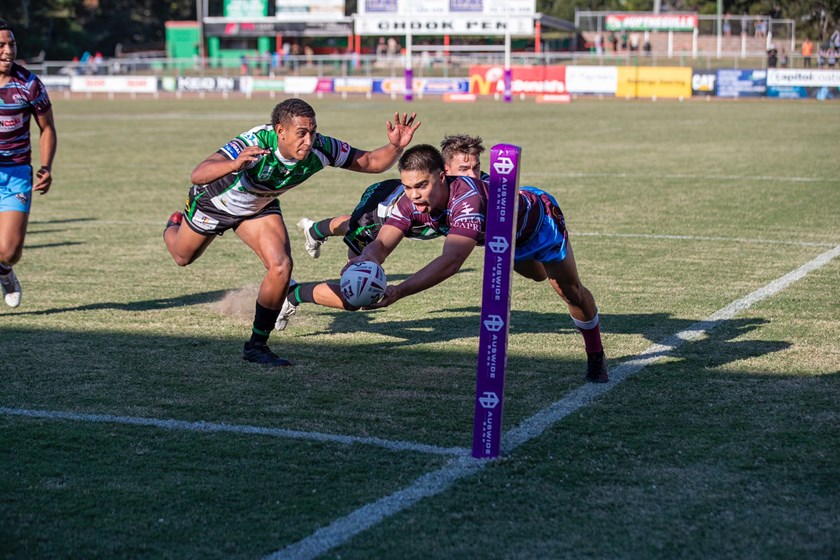 Capras nearly scored the first try of the match, but it was disallowed. Photos: Jim O'Reilly / QRL