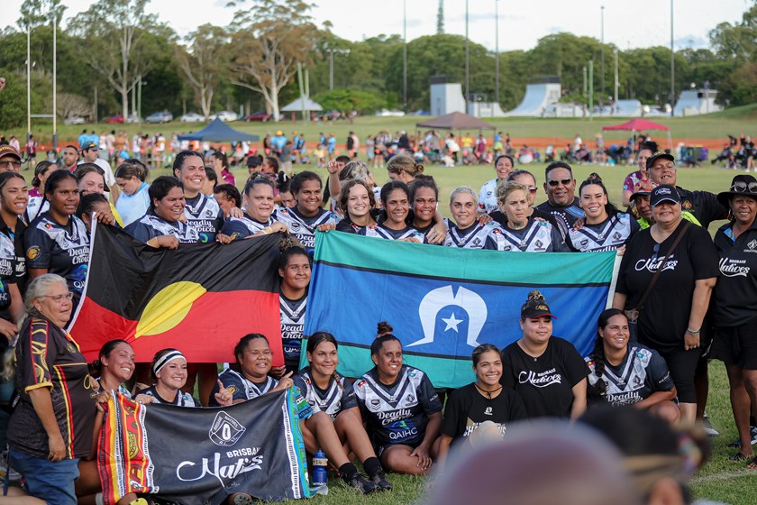 2022 QMC Open Women champion Brisbane Natives pictured after taking out the Murri v Koori Challenge at Beenleigh in January 2023. Photo: Erick Lucero/QRL