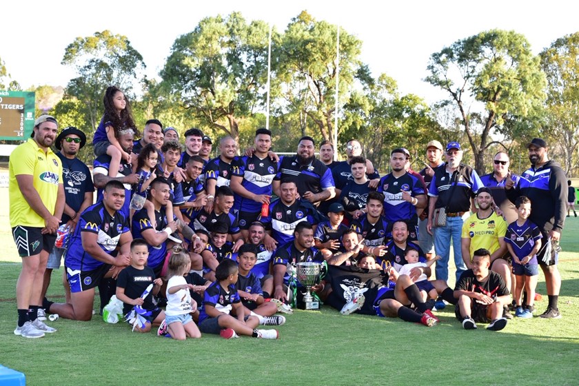 Goodna Eagles celebrate their title win. Photo: Bruce Clayton Photography 