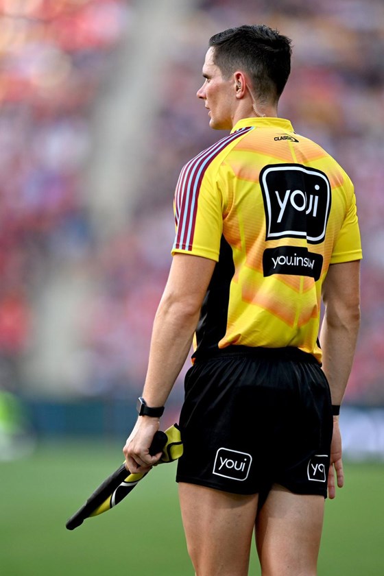 Wyatt Raymond touch judging in the NRL. Photo: NRL Imagery