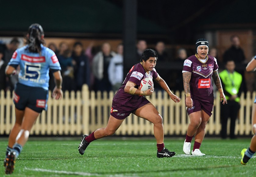 Mautia Feterika in action for Queensland. Photo: QRL Media