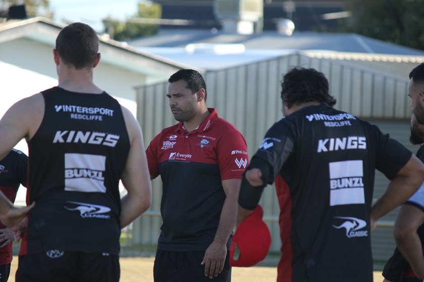 Ben Te'o addressing his players at captain's run on Friday.