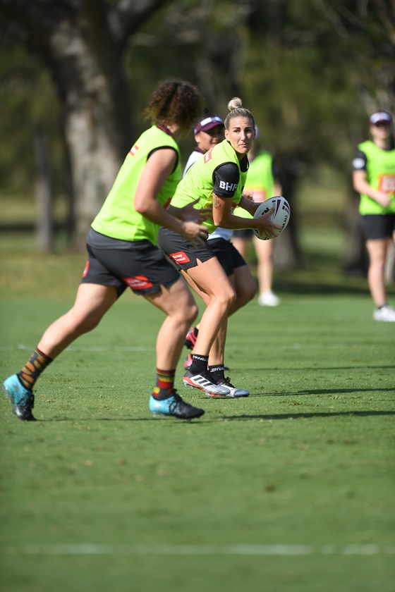 Ali Brigginshaw trains with the Harvey Norman Queensland Maroons in 2019. Photo: NRL Images