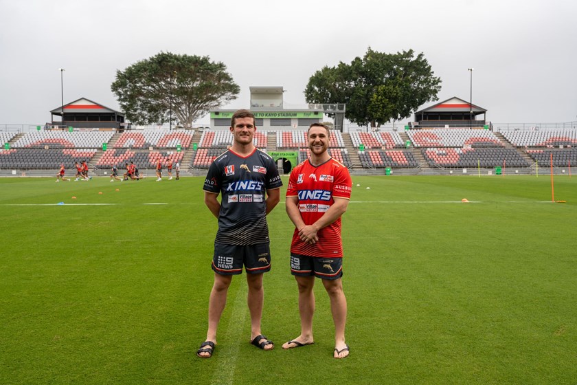 Capras duo Aaron Moore and Trey Brown. Photo: Dolphins/NRL