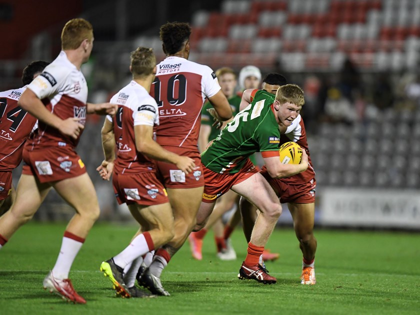 John Radel with the ball for Wynnum Manly Seagulls. Photo: Vanessa Hafner / QRL